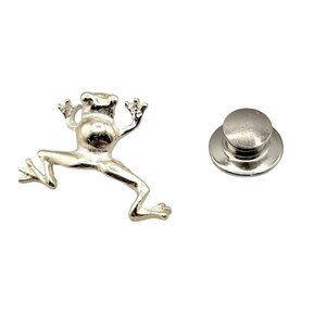 Sterling Jumping Frog Tie Tack Hat Pin Brooch Figural 925 Sterling Silver